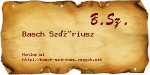 Basch Szíriusz névjegykártya